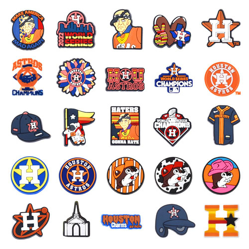 RedTerrapene Sports Shoe Charms Baseball Charms Houston Jibbitz for Clog shoes Slides Sandals & Bracelet Wristband Party Gifts for Girls, Kids, Boys (Houston 25PCS)