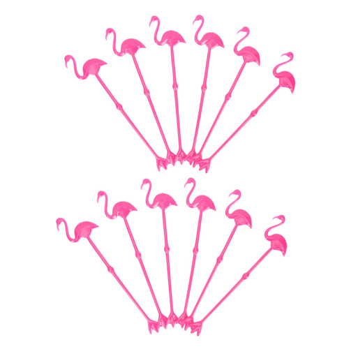 RORPOIR 12pcs Flamingo Stirring Stick Beverage Shaking Spoons Flamingo Swizzle Sticks Burger Sticks Cocktail Stir Sticks Beverage Stirrers Stir Sandwich Sticks Iced Drink Plastic
