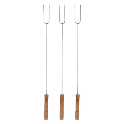 Marshmallow Roasting Sticks,Reusable Grill Forks,3Pcs 18.6in Stainless Steel BBQ Forks with Wooden Handle,Multifunctional Roasting Sticks Set for Camping Picnic BBQ, Marshmallow roasting stick Bb