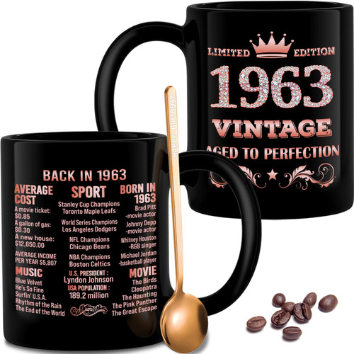 BackURyear 60th Birthday Gifts for Women Mom Grandma, 60 Years Old Birthday Gifts, Women Sixty Birthday Gifts, 60th Birthday presents, 60th Birthday Coffee Mugs Gifts -11oz (With Spoon) BackURyear 60th Birthday Gifts for Women Mom Grandma, 60 Years Old Birthday Gifts, Women Sixty Birthday Gifts, 60th Birthday presents, 60th Birthday Coffee Mugs Gifts -11oz (With Spoon)