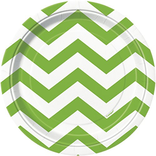 Lime Green Chevron Paper Cake Plates, 8ct
