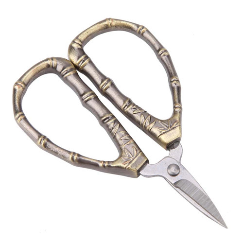 Mini Vintage Sewing Shears, Scissors, Stainless Steel Scissors 8X16X5 Bamboo Tiny Scissors Stainless Steel Art Work Cutting Embroidery Crafts Scissors (Bamboo breast scissors)