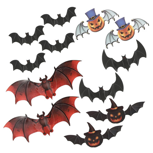 Toyvian 12pcs Halloween Decorations Halloween Home Decor Sticker Bat Wall Decal Halloween Door Decorations Wall Decals Halloween Party Supply Window Decals 3D PVC Household Party Supplies