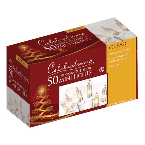 Celebrations 4060-71 Mini Light Set, 50 Clear Lights