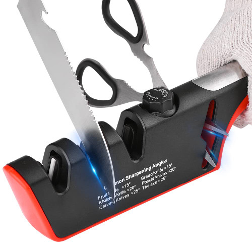 Adjustable Handheld Manual Chef Knife Sharpeners Multifunctional Sharpening & Polishing Kitchen Sharpeners For Kitchen Knives and Scissors Black