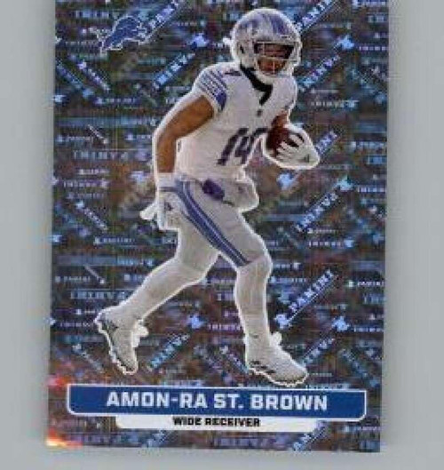 2023 Panini Stickers #385 Amon-Ra St. Brown FOIL Detroit Lions Official Thin Mini Sticker NFL Football Trading Card