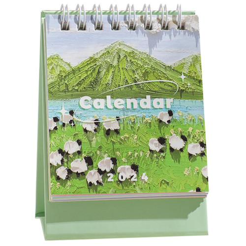 2024 Mini Desk Calendar New Year Wirebound Planner Calendar 4.4" x 3.2" - Green (Oct. 2023 to Dec. 2024)