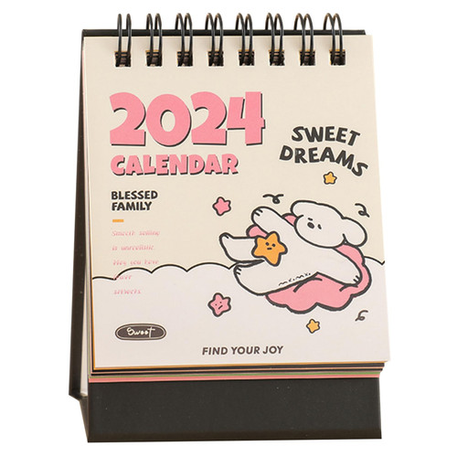 2024 Mini Desk Calendar Standing Flip Monthly Cartoon Pattern Calendar 4.4" x 3.2" - Dream (Oct. 2023 to Dec. 2024)