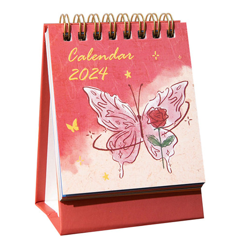 2024 Mini Desk Calendar Standing New Year Planner Calendar 4.4" x 3.2" - Butterfly (Oct. 2023 to Dec. 2024)