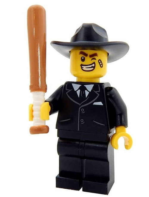 Booster Bricks Lego Mobster Minifigure - with Bat and Violin Case Minifig Booster Bricks Lego Mobster Minifigure - with Bat and Violin Case Minifig