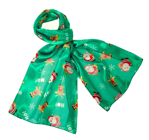 Green Ho Ho Santa Reindeer Christmas Holiday Scarves with Removable Tag