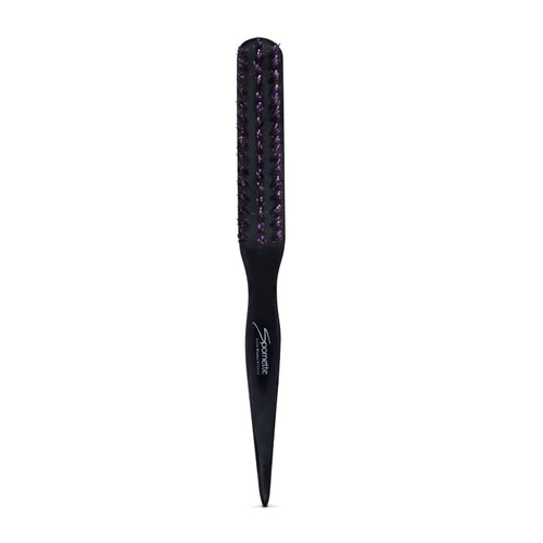 Spornette Little Wonder Teasing Brush, Boar & Tourmaline Nylon Bristles - Tapered Handle for Back Brushing & Combing, Creating Volume, Teasing, & Slicking Hair for Updos (Purple)