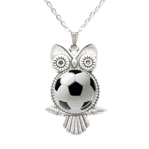 HandcraftDecorations Soccer Owl Necklace Soccer Ball Owl Necklace Sports Owl Necklace Sports Jewelry Soccer Jewelry Team Gift Ideas Soccer Player Gift.F157 (E1)