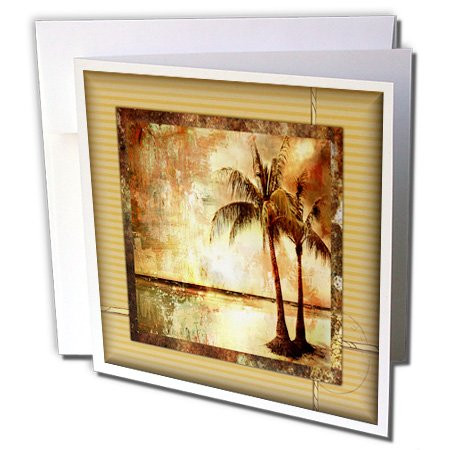 Tropical Sunset in Grunge - Greeting Card, 6 x 6 inches, single (gc_36532_5)