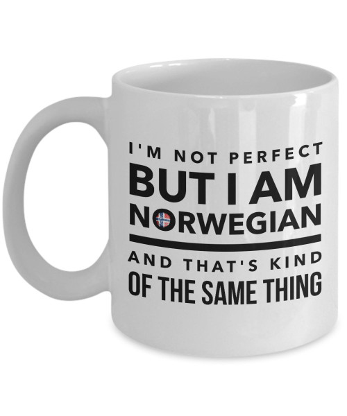 Zymise Aeiniwer I'm not perfect but I'm Norwegian and that's kind of the same thing - Norway flag - Norwegian gifts for women - Norwegian gifts for men - Coffee mug 11 OZ L