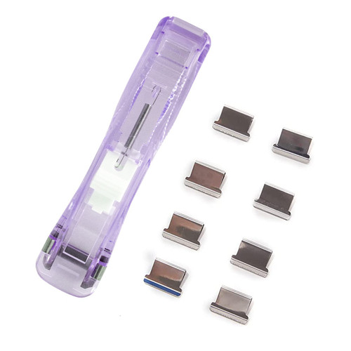 Gewbot Reusable Portable Handheld Paper Clam Clip Dispenser,Push Stapler Binder Clips Paper Clamps with 100 Stapler Clips for Desk Document Office Home School (Purple)