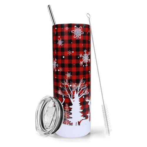 IchDich Christmas Tumbler Christmas Gifts for Women 20oz Christmas Tumbler With Lid and Straw Insulated Stainless Steel Christmas Skinny Tumbler Water Bottle Travel Mug Wine Cups