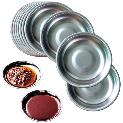 JZSMY 8 Pcs Stainless Steel Sauce Dishes, 4inch Round Seasoning Dishes Sushi Dipping Bowl Saucers Bowl Mini Appetizer Plates, Small Snack Cups Dipping Soy Sauce Dish/Bowls (10cm)