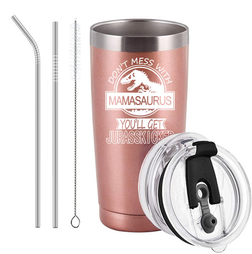 Mamasaurus Tumbler Don't Mess with Mamasaurus You'll Get Jurasskicked Travel Tumbler Birthday Mothers Day Gifts for Mom from Daughter Son Kids Mom Gifts with 2 Lids and Straws, 20OZ Rose Gold Mamasaurus Tumbler Don't Mess with Mamasaurus You'll Get Jurasskicked Travel Tumbler Birthday Mothers Day Gifts for Mom from Daughter Son Kids Mom Gifts with 2 Lids and Straws, 20OZ Rose Gold