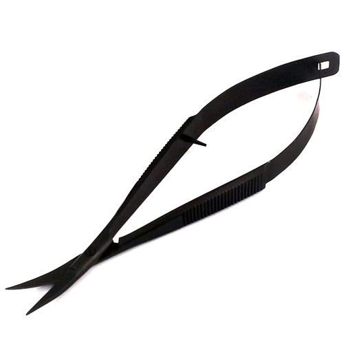AAProTools Embroidery Sewing Scissor - Black Spring Action Scissor 4.5" - German Grade Stainless Steel, Curved Tip, Snips, Thread Scissor