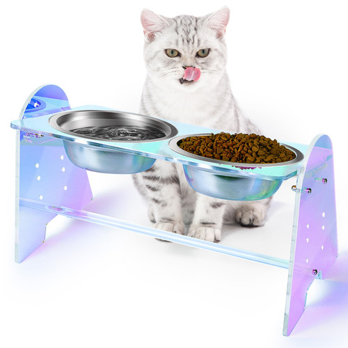 Elevated Cat Bowls Acrylic Raised Cat Food Bowls Tilted Raised Cat Bowls with Double Bowls for Food and Water Sturdy Cat Bowls Elevated for Cat or Puppy Elevated Cat Bowls Acrylic Raised Cat Food Bowls Tilted Raised Cat Bowls with Double Bowls for Food and Water Sturdy Cat Bowls Elevated for Cat or Puppy
