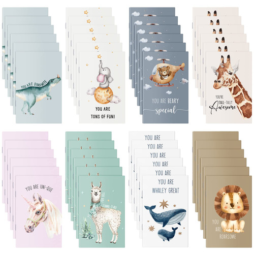 Colarr 24 Pcs Mini Notebooks Bulk Inspirational Mini Notepads for Kids Mini Journals Appreciation Cute Animals Pun Small Notebooks for Employee Students Christmas Party Favors