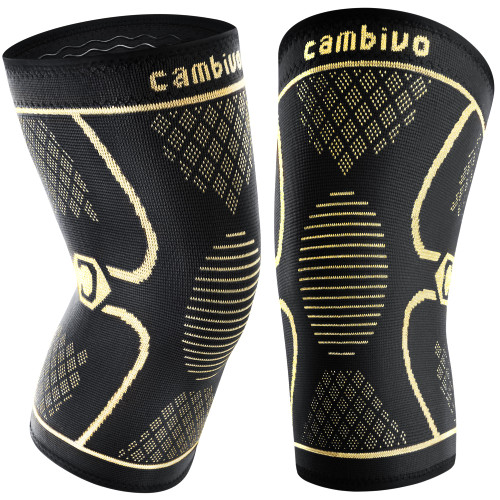 CAMBIVO Copper Knee Braces for Women and Men, 2 Pack Knee Compression Sleeve for Knee Pain, Arthritis,ACL, Meniscus Tear, Joint Pain Relief, Knee Support for Running, Working Out, Weightlifting( Gold, X-Large) CAMBIVO Copper Knee Braces for Women and Men, 2 Pack Knee Compression Sleeve for Knee Pain, Arthritis,ACL, Meniscus Tear, Joint Pain Relief, Knee Support for Running, Working Out, Weightlifting( Gold, X-Large)