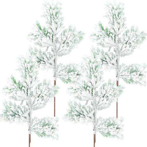 Kunjocy 4PCS Artificial Green Pine Needles Branches Pine Twigs 15.5" Fake Greenery Pine Picks Sprays Snow Frosted Christmas Decor Pine Stems for Wreaths Garland, Vases and Holiday Flower Arrangement Kunjocy 4PCS Artificial Green Pine Needles Branches Pine Twigs 15.5" Fake Greenery Pine Picks Sprays Snow Frosted Christmas Decor Pine Stems for Wreaths Garland, Vases and Holiday Flower Arrangement