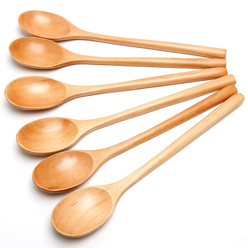 Wooden Spoon Set for Cooking, Wooden Spoons for Eating, 6 Pcs Natural Plant Wooden Ladle Spoon Set for Cooking, Handmade Kitchen Mixing Spoon, Long Handle Ladle Soup (Schima Superba Wood)