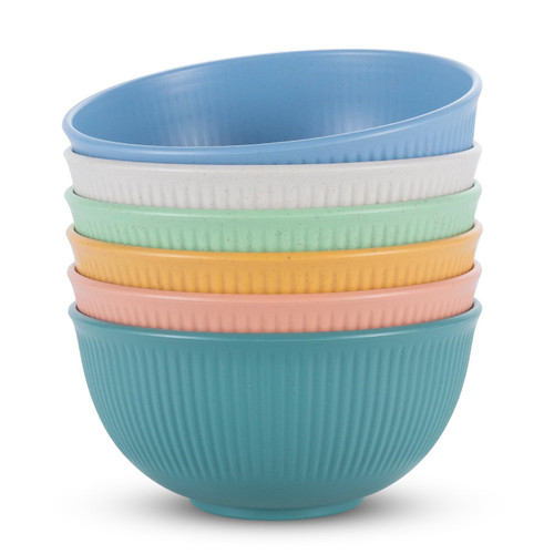 Dyserbuy Unbreakable Cereal Bowls Set of 6, 22oz Lightweight Plastic Cereal Bowls, Dishwasher & Microwave Safe, Reusable Bowl for Rice Noodle Soup Snack Salad Fruit Cereal