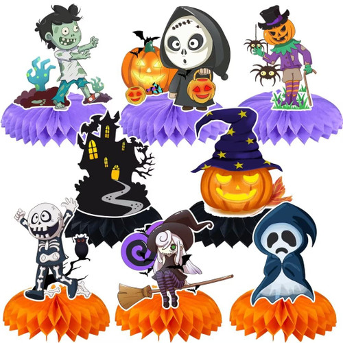 Halloween Table Centerpiece, 8 Pieces Halloween Table Decorations Centerpieces, Happy Halloween Table Top Decorations Honeycomb Ghost Bat Pumpkin Witch Table Centerpieces for Kids Halloween Party Halloween Table Centerpiece, 8 Pieces Halloween Table Decorations Centerpieces, Happy Halloween Table Top Decorations Honeycomb Ghost Bat Pumpkin Witch Table Centerpieces for Kids Halloween Party