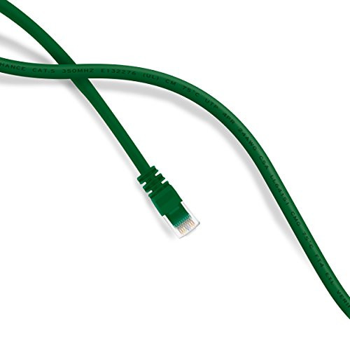 GearIT Cat5e Ethernet Patch Cable 25 Feet - Snagless RJ45 Computer LAN Network Cord, Green
