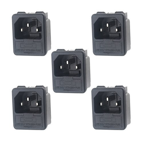 Inlet Module Plug 5A Fuse Switch Male Power Socket 10A 250V (5 Pcs AC-02)