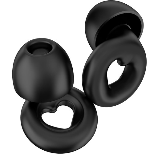 Ear Plugs for Sleeping, Noise Cancelling Silicone Earplugs Sound Reduction, Reusable Noise Reduction Earplugs for Sleep, Snoring, Work, Concerts, Studying-8 Ear Tips in XS, S, M, L (Black)