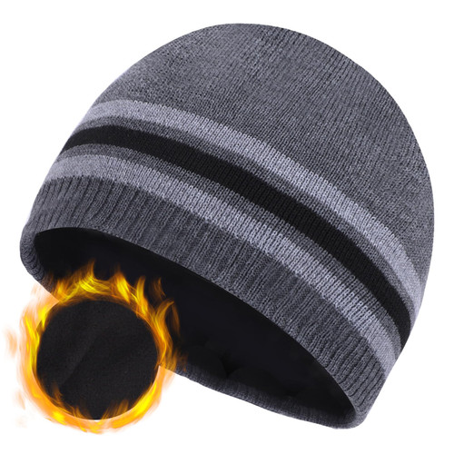 ZTL Mens Knit Beanie Hat Warm Fleece Lined Winter Hats Ribbed Stocking Hat Plain Toboggan Ski Skull Cap