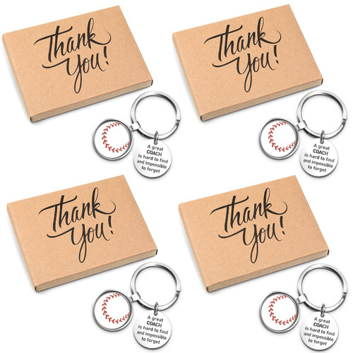 Nosiny Baseball Coach Appreciation Keychain Keepsake Baseball Coach Gifts with Thank You Gift Packaging for Your Coach (4 Pcs) Nosiny Baseball Coach Appreciation Keychain Keepsake Baseball Coach Gifts with Thank You Gift Packaging for Your Coach (4 Pcs)