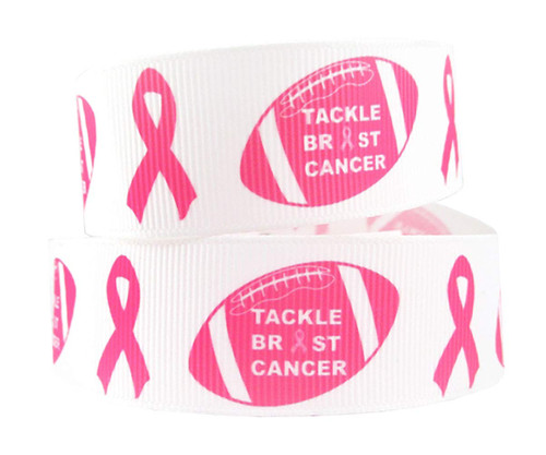 1" Pink Grosgrain Ribbon Tackle Breast Cancer Awareness Football Hair Bows 5 Yds