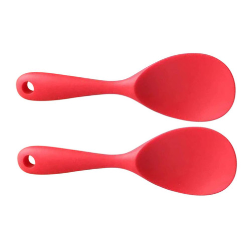 FUOYLOO 2pcs Silicone Rice Spoon Japanese Rice Scooper Rice Serving Spatula Rubber Rice Paddle Kitchen Scooper Non Stick Rice Paddle Tiny Spoon Silica Gel Kitchen Spoon Japanese-style