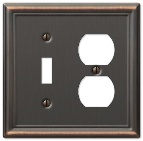 Amerelle Chelsea Single Toggle/Single Duplex Steel Wallplate in Aged Bronze