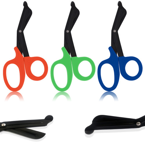 Trauma Shears, Medical Scissors 3-Pack Premium Bandage Scissors for Nurses, 5.5" Nursing Scissors, Nurse Scissors, Emergency First Aid Scissors, EMT Shears, Safety Tape Scissors Orange + Green + Blue