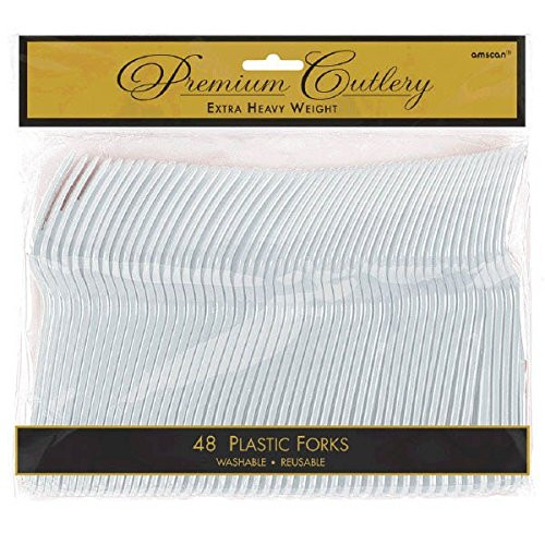 Premium Heavy Weight Plastic Forks | Clear | Pack of 48 | Party Supply