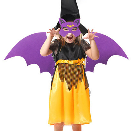 JOEBO Kids Bat Costume, Bat Ears Headband and Bat Eye Massk, Halloween Vampire Bat Costume Cosplay, Bat Costume Set for Kids, Halloween Props Cosplay Party Costumes for 0-15 Years Boys Girls Toddler