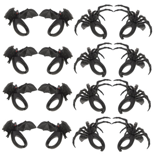 ERINGOGO 24pcs Spider Bat Ring Fun Halloween Ring Gothic Ring Halloween Party Ring Animal Rings Halloween Finger Rings Spooky Ring Halloween Spider Rings Scary Ring Plastic Miss Cake Ghost