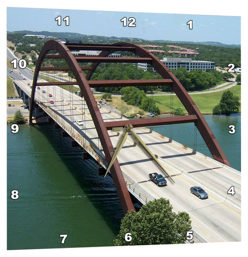 3dRose DPP_184400_1 Penny Backer Bridge Also Known As 360 Bridge in Austin, Texas, Photo Wall Clock, 10" x 10"