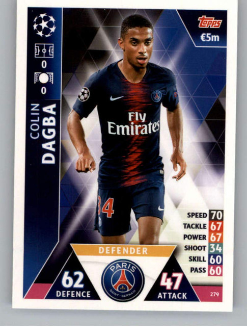 2018-19 Topps UEFA Champions League Match Attax #279 Colin Dagba Paris Saint-Germain Soccer Trading Card