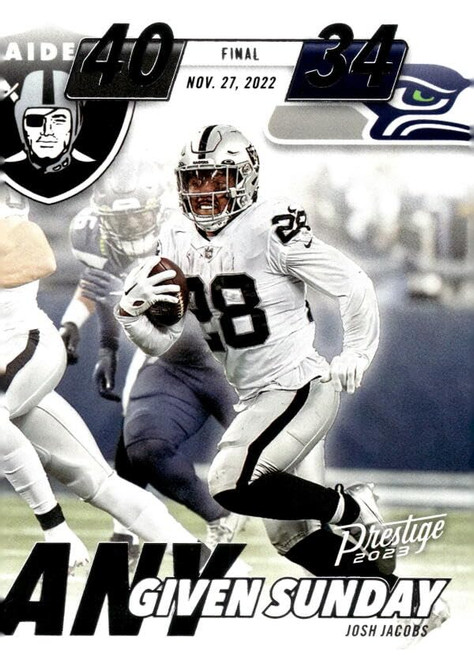 2023 Panini Prestige Any Given Sunday #12 Josh Jacobs Las Vegas Raiders NFL Football Trading Card 2023 Panini Prestige Any Given Sunday #12 Josh Jacobs Las Vegas Raiders NFL Football Trading Card