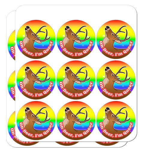 Oh Deer I'm Queer Rainbow Pride Gay Lesbian Funny Planner Calendar Scrapbooking Crafting Stickers