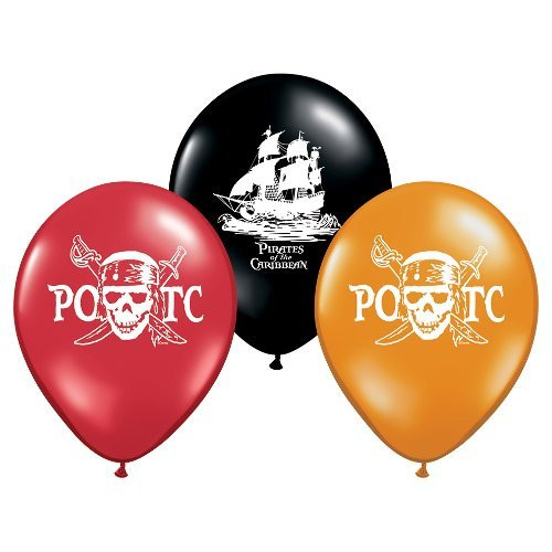Qualatex 12" Round Latex Balloons Officially Licensed Pirates Of The Carribean, 6-Count