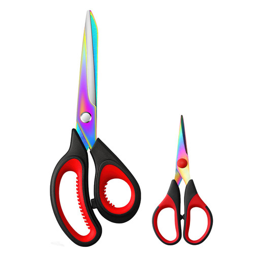 Scissors All Purpose, Premium 9.5" Titanium Coating Sharp Tailor Sewing Scissors, Heavy Duty Fabric Cutting Shears, Right/Left Handed Soft Comfort Grip Scissors for Office School Home Craft Supplies