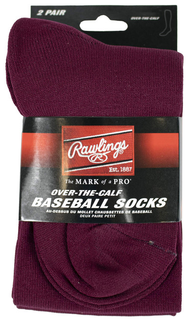 Rawlings Baseball/Softball Socks | 2 Pair | (Small/Maroon)